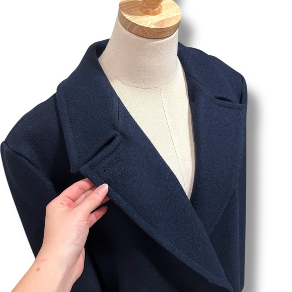 Pendleton Classic Navy Blue 100% Wool Pea Coat Car Coat Blazer Size 18 - Picture 3 of 8